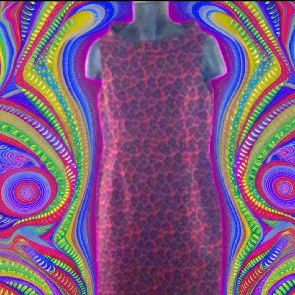 Stunning Anne Klein Maroon Leopard Print Dress, 14 - Picture 8 of 8